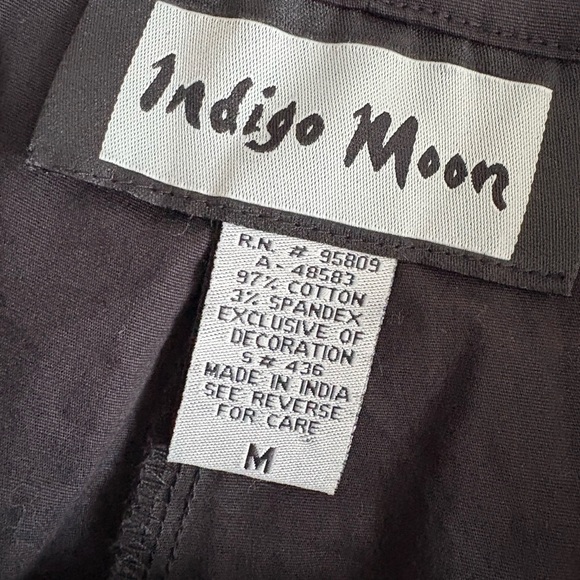 Vintage Black Colorful Floral Appliqué Cotton Pants Size M - Picture 5 of 6